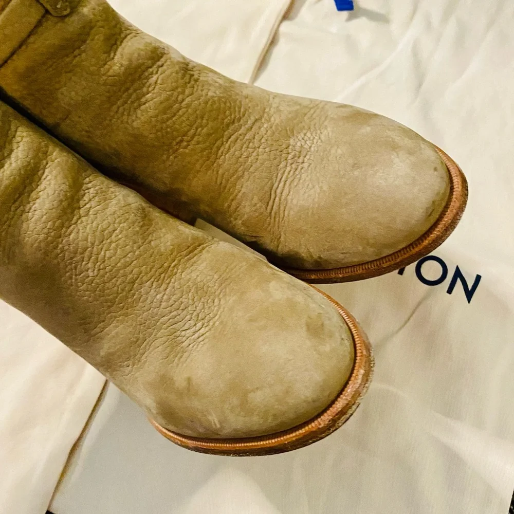 Louis Vuitton Beige Suede Adventure Heeled Ankle Boots